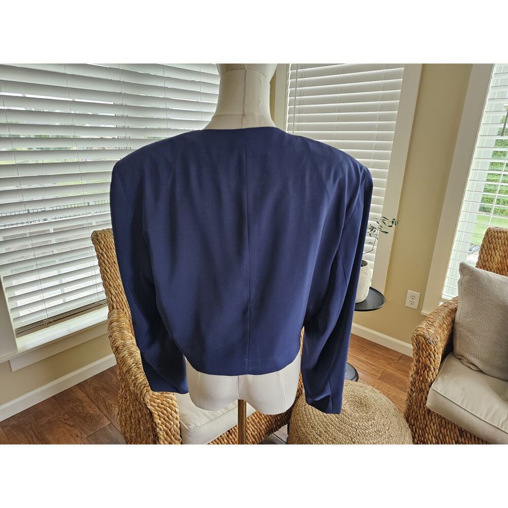 Mondi Vintage Blue Gold Embroidered Cropped Blazer Women's Size 44 Nautical - Picture 8 of 11